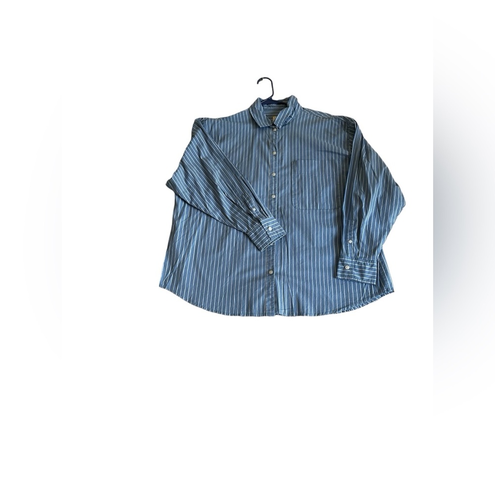 A NEW DAY MEN’S BLUE STRIPE LONG SLEEVE SHIRT SZ LARGE